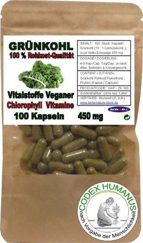 Grünkohl Vegan Kapseln 450 mg Rohkostqualität
