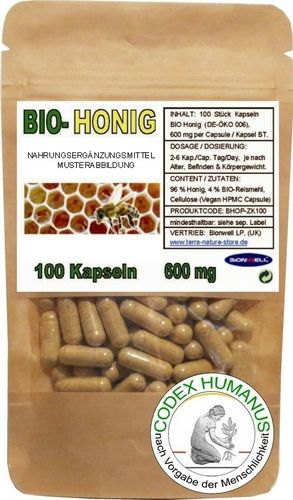 BIO Honig DE-ÖKO 009 Vegan Kapseln 600 mg Vitamin C, Vitamin B1, B2, B6, Leucin